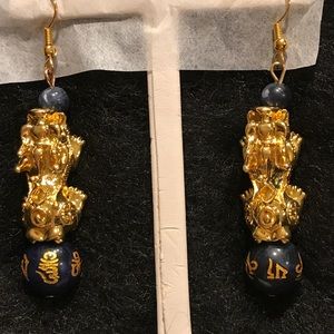 Sodalite Pi Xiu Earrings 17.30 ctw